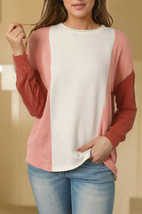 Blended Color Block Long Sleeve Rib T-Shirt #Firefly Lane Boutique1