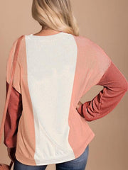 Blended Color Block Long Sleeve Rib T-Shirt #Firefly Lane Boutique1