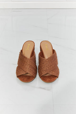 Carmel Block Heel Mule Sandals - brown mule sandals with block heel sandals and overlapping straps #Firefly Lane Boutique1