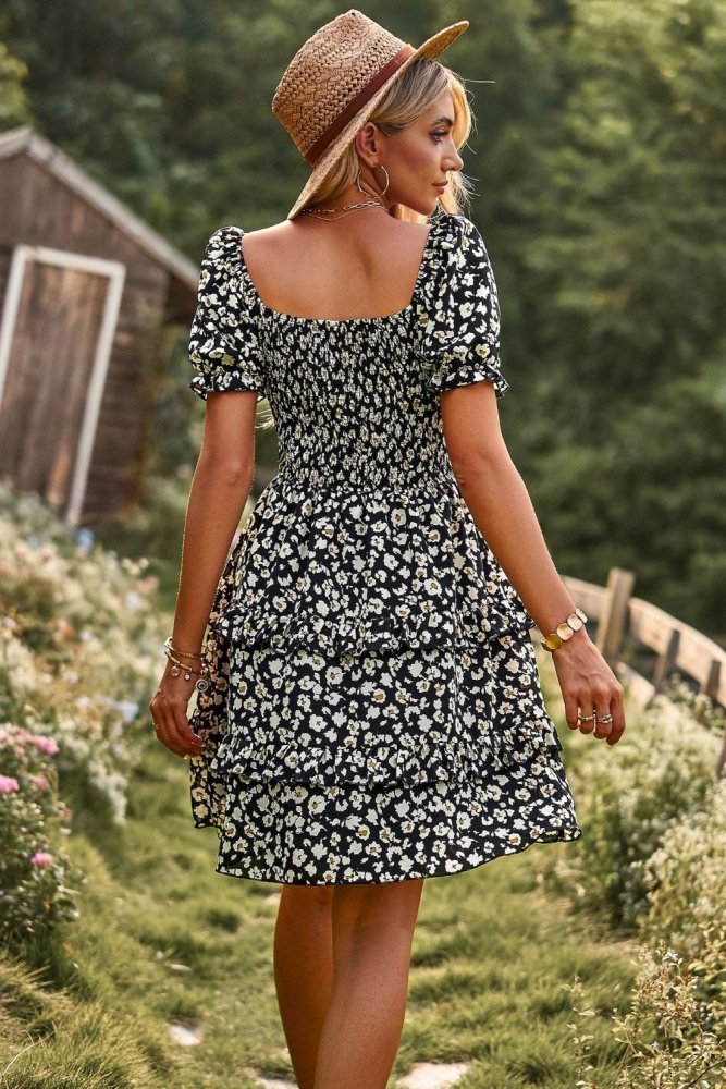 Blossom Enchantment Mini Off The Shoulder Tiered Dress #Firefly Lane Boutique1