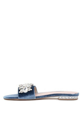 Blue Crystal Embellished Flat Sandals #Firefly Lane Boutique1