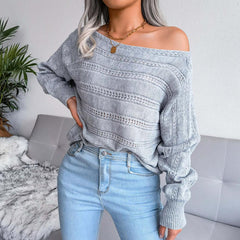 Ribbed Dolman Sleeve Sweater -gray ribbed sweater off shoulder fitted dolman sleeves & boat neckline #Firefly Lane Boutique1