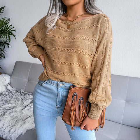 Ribbed Dolman Sleeve Sweater -tan ribbed sweater off shoulder fitted dolman sleeves & boat neckline #Firefly Lane Boutique1