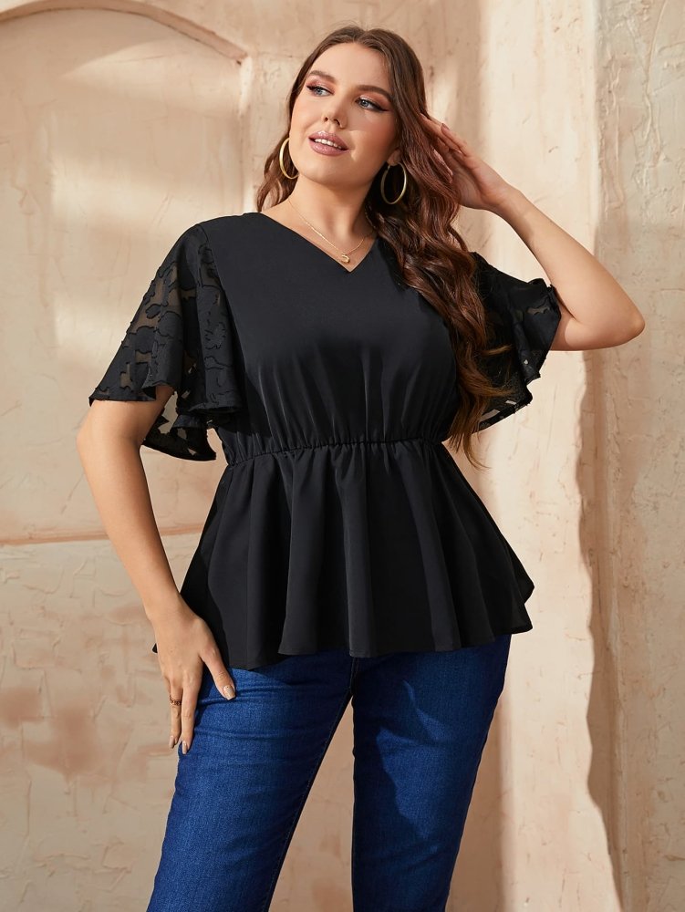 Bold and Beautiful Plus Size Black Casual Peplum Top #Firefly Lane Boutique1