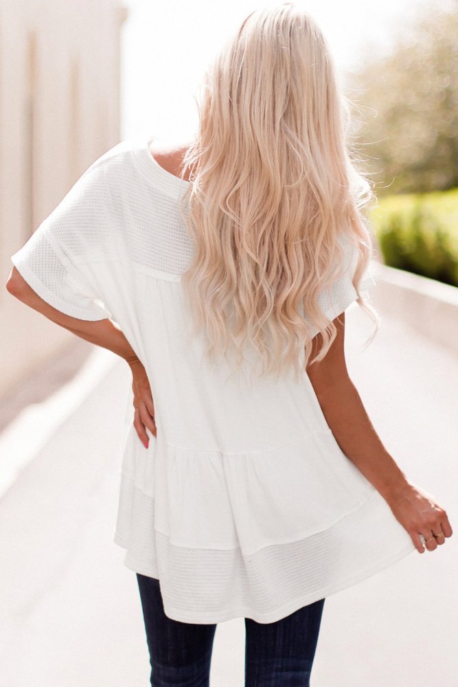 Breezy Comfort White Draped Blouse #Firefly Lane Boutique1