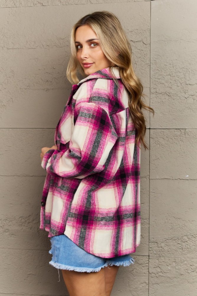 By The Fireplace Oversized Purple Plaid Shacket #Firefly Lane Boutique1