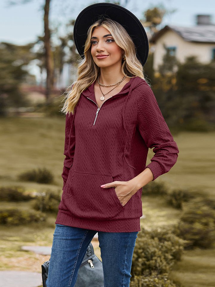 Cable-Knit Zip-Up Hooded Blouse #Firefly Lane Boutique1