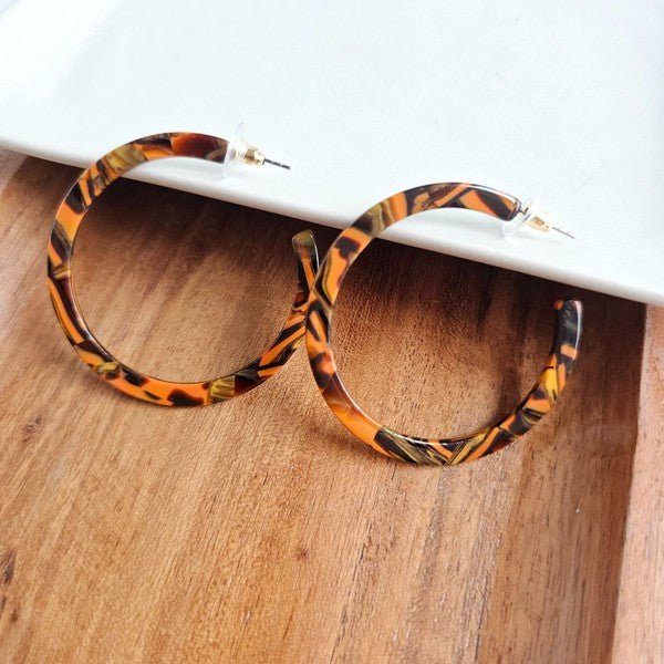 Cameron Acrylic Orange Sepia Hoop Earrings #Firefly Lane Boutique1