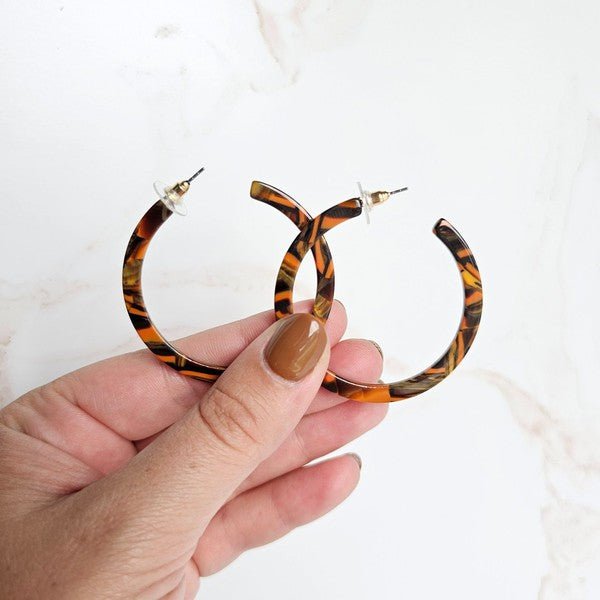 Cameron Acrylic Orange Sepia Hoop Earrings #Firefly Lane Boutique1