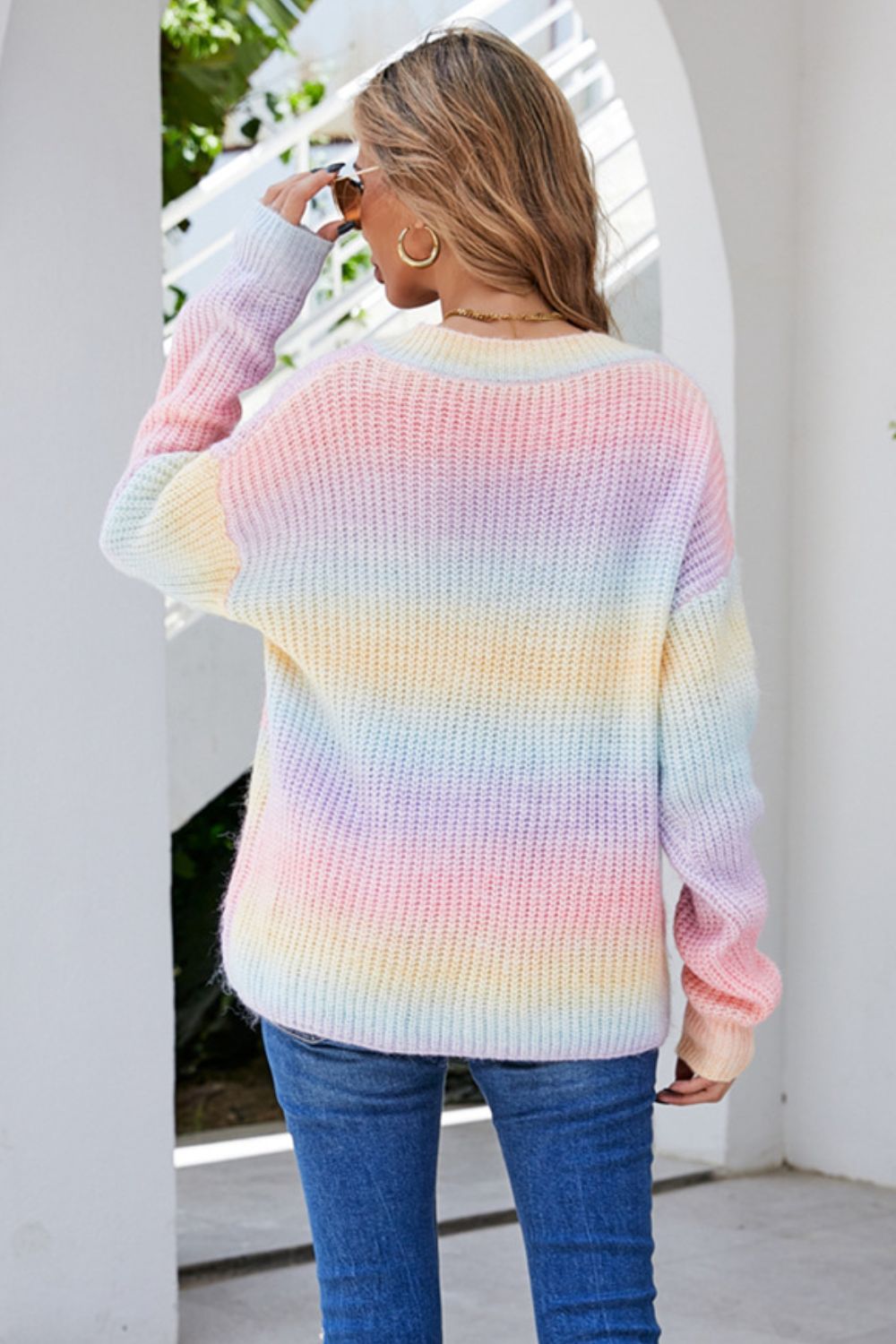 Candy Sweater Rib-Knit -Women’s multicolored sweater in pastel colors.#Firefly Lane Boutique1