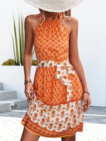 Caribbean Sunset Orange Floral Mini Dress #Firefly Lane Boutique1