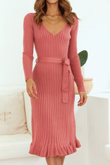 Cascading Charm Midi Tie Waist Sweater Dress #Firefly Lane Boutique1