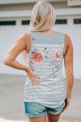 Charming Stories Floral Tank Top - v-neck tank top with mixed floral and striped print. #Firefly Lane Boutique1