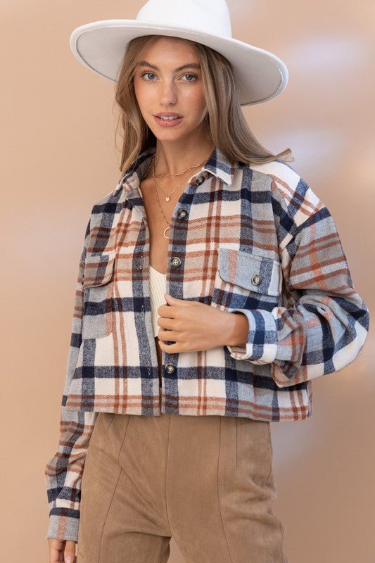 Checkmate Charm Crop Plaid Shacket #Firefly Lane Boutique1