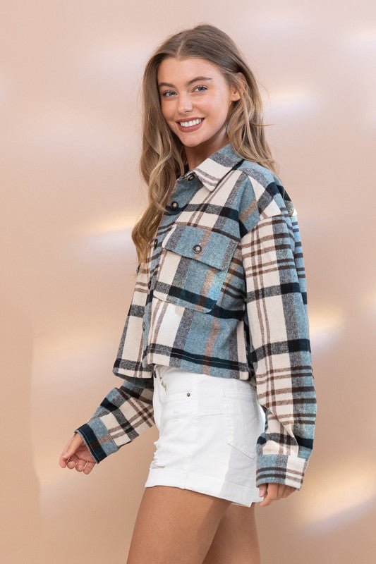 Checkmate Charm Crop Plaid Shacket #Firefly Lane Boutique1