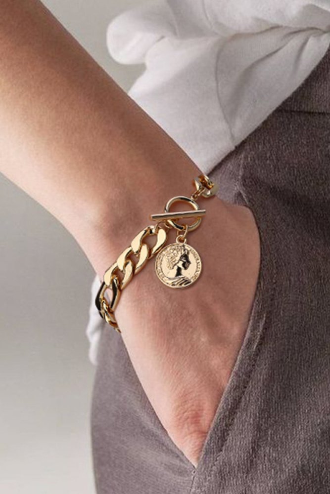 Chunky Chain Toggle Clasp Coins Bracelet #Firefly Lane Boutique1