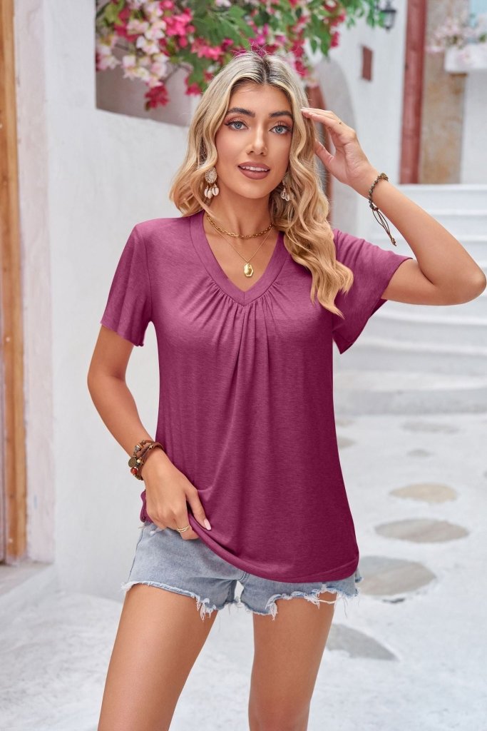 Cinched Comfort Women’s V Neck T-Shirt #Firefly Lane Boutique1