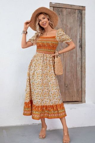 Citrus Sunrise Midi Boho Look Dress #Firefly Lane Boutique1