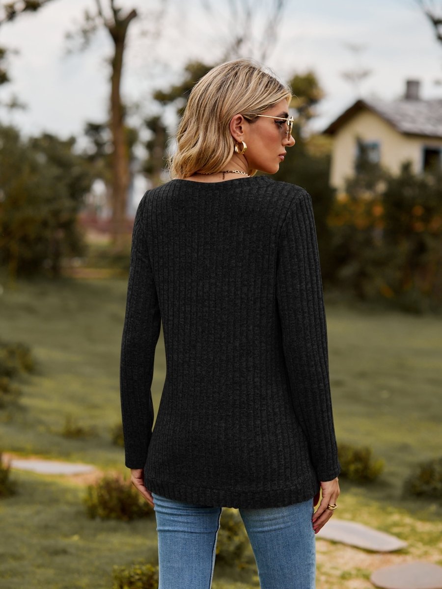 Classic Chic Ribbed V-Neck Sweater #Firefly Lane Boutique1