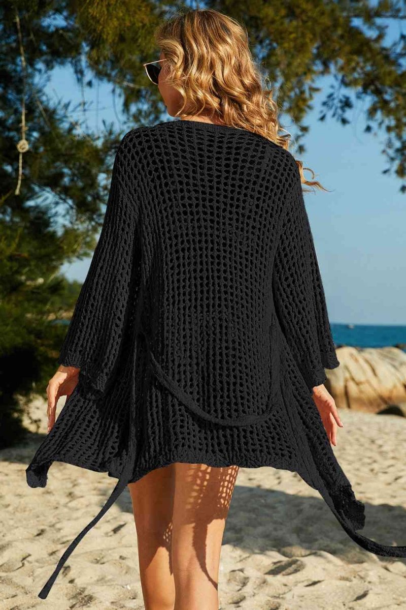 Coastal Paradise Tie-Waist Crochet Cover Up #Firefly Lane Boutique1