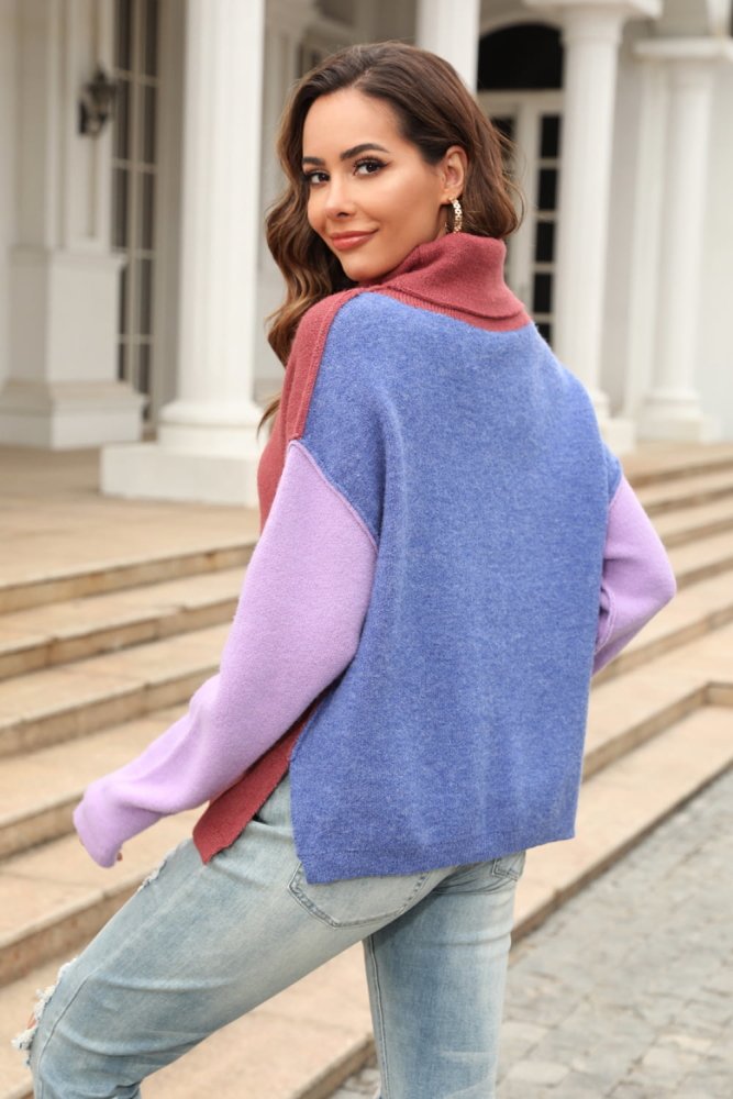 Color My World Color Block Turtleneck Sweater #Firefly Lane Boutique1