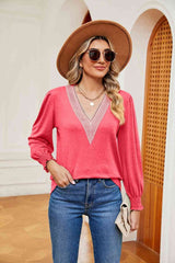 Color Sync V-Neck Top With Long Sleeve Top #Firefly Lane Boutique1