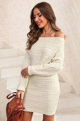 Comfort Drop Shoulder Sweater Cable Knit Dress #Firefly Lane Boutique1