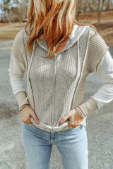 Cozy Evening Exposed Seam Ribbed Hoodie #Firefly Lane Boutique1