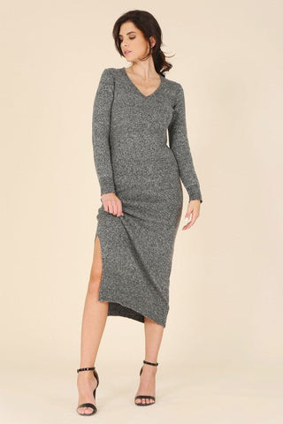 Cozy Split V-neck Sweater Dress #Firefly Lane Boutique1