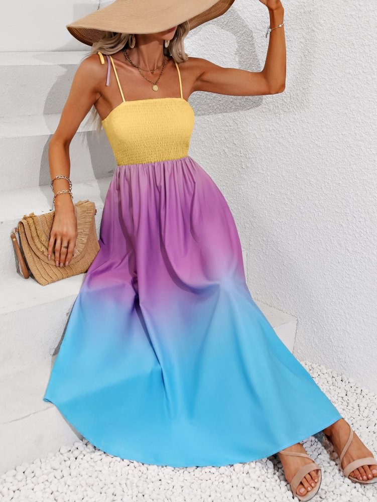 Creative Summer Maxi Rainbow Ombré Dress #Firefly Lane Boutique1