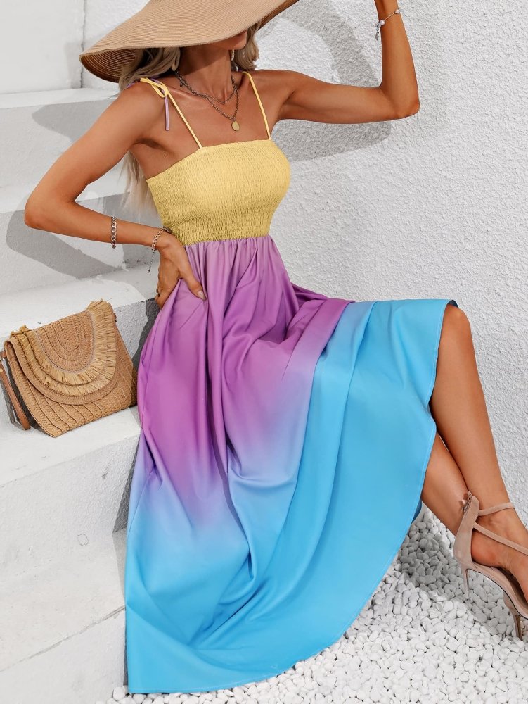 Creative Summer Maxi Rainbow Ombré Dress #Firefly Lane Boutique1