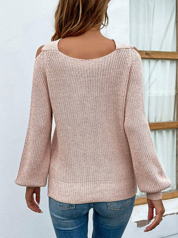 Cross Neck Cold Shoulder Sweater. Ribbed pink sweater and womens cold shoulder sweater that is ribbed #Firefly Lane Boutique1