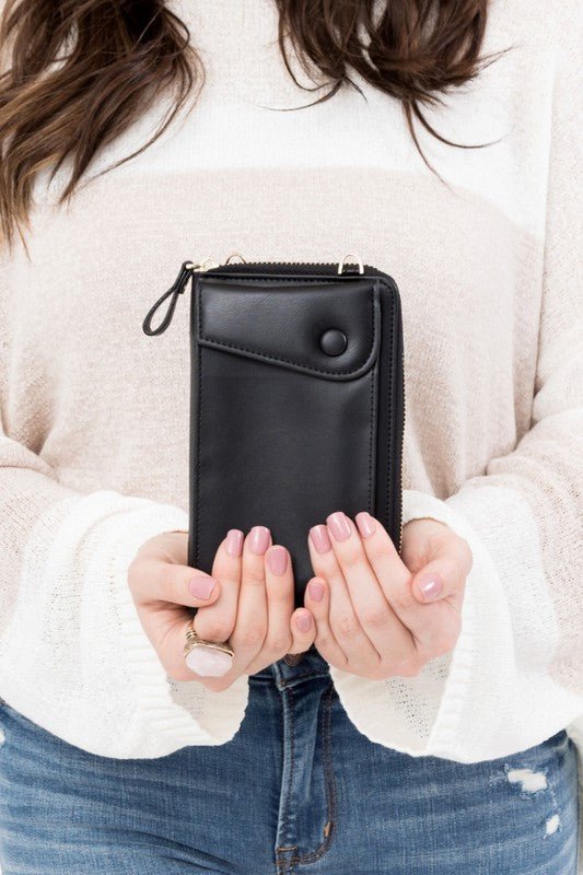Crossbody Bag For IPhone - black crossbody bag that will hold your iPhone or phone. #Firefly Lane Boutique1