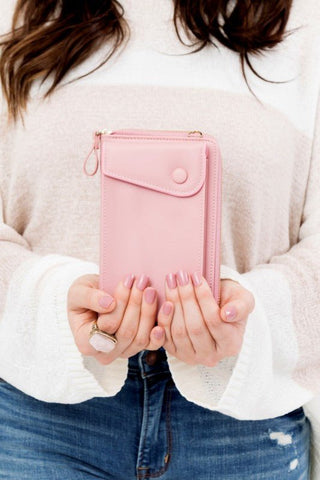 Crossbody Bag For IPhone - pink crossbody bag that will hold your iPhone or phone. #Firefly Lane Boutique1