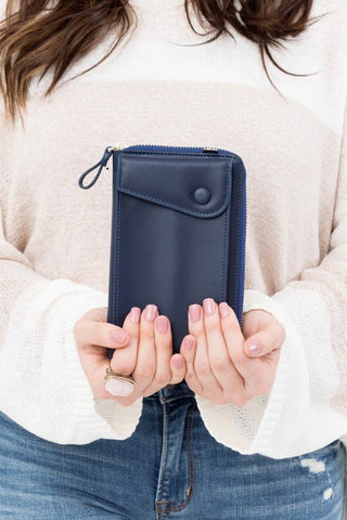 Crossbody Bag For IPhone - dark blue crossbody bag that will hold your iPhone or phone. #Firefly Lane Boutique1