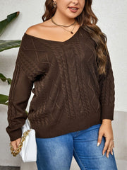 Curvy Comfort Cable Knit V Neck Sweater #Firefly Lane Boutique1