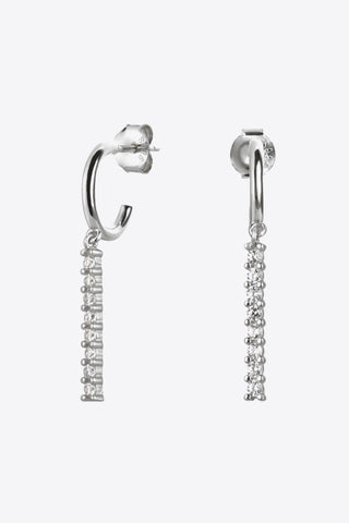 Sterling Silver Zircon Diamond Linear Drop Earrings