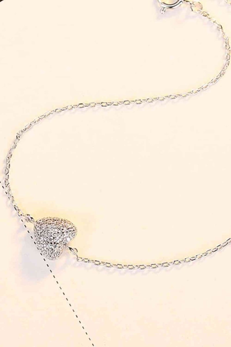 Dainty Zircon Heart 925 Sterling Silver Bracelet #Firefly Lane Boutique1
