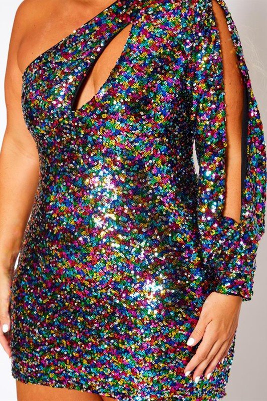 Dazzling One Shoulder Bodycon Mini Dress #Firefly Lane Boutique1