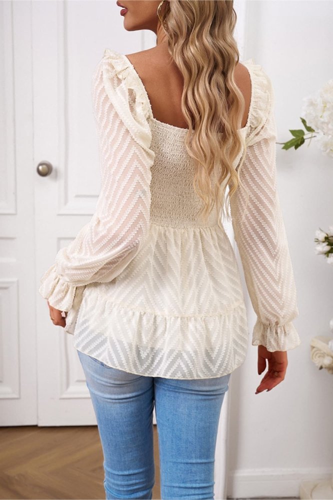 Delicate Fantasy Square Neck Puff Sleeve Blouse #Firefly Lane Boutique1