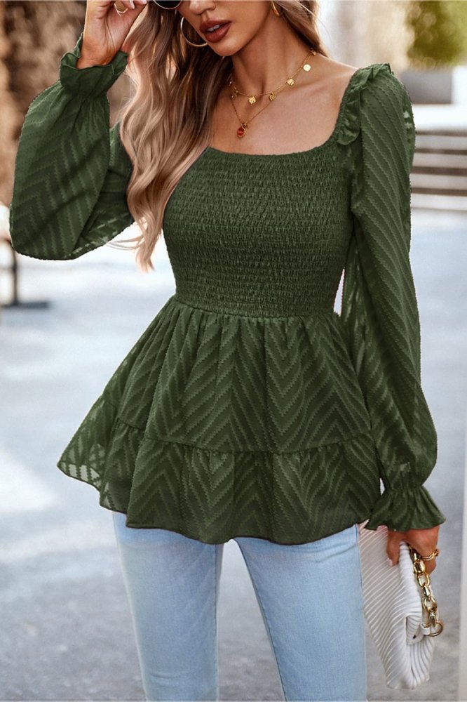 Delicate Fantasy Square Neck Puff Sleeve Blouse #Firefly Lane Boutique1