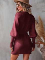 Dream Chaser Mini V Neck Wrap Sweater Dress #Firefly Lane Boutique1