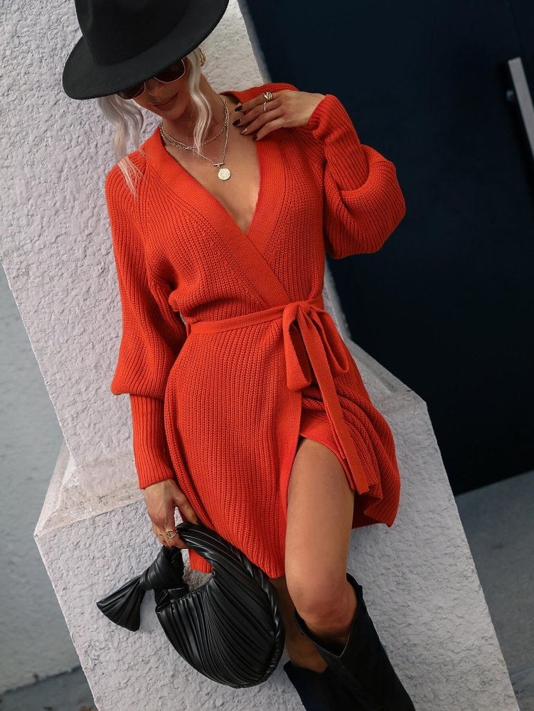 Dream Chaser Mini V Neck Wrap Sweater Dress #Firefly Lane Boutique1