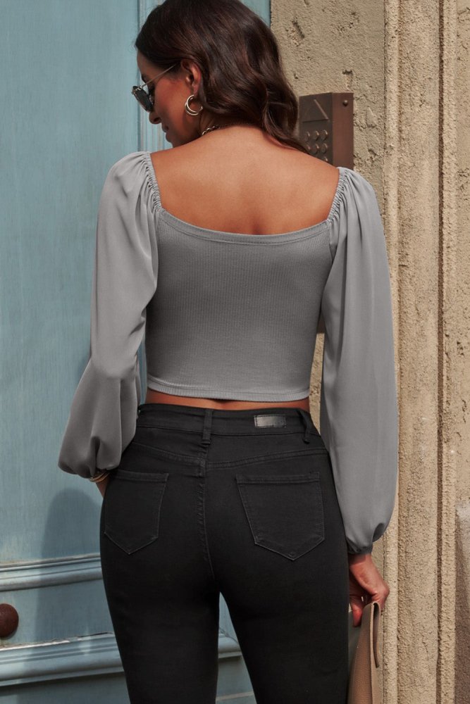 Dreamy Drift Balloon Sleeve Cropped Blouse #Firefly Lane Boutique1
