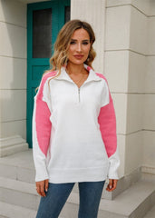 Dual Tone Delight Zip Collar Sweatshirt #Firefly Lane Boutique1