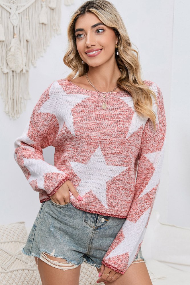 Dusk Enchantment Pink Sweater with Stars #Firefly Lane Boutique1