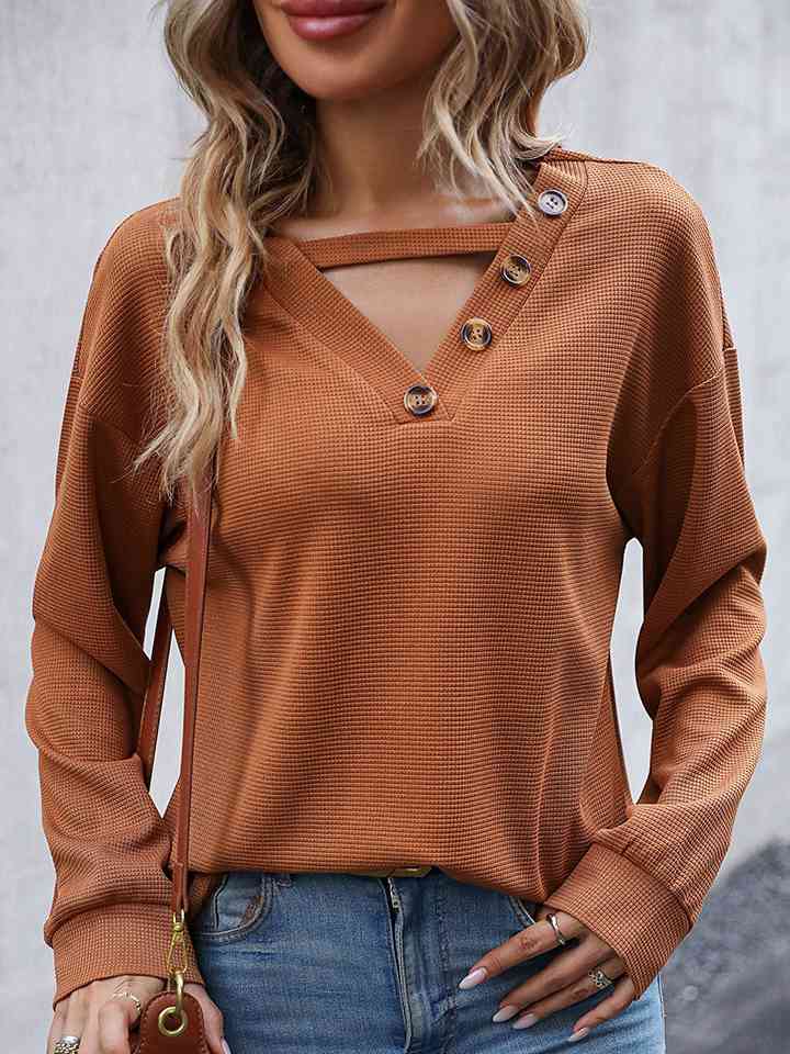 Effortlessly Stylish Decorative Button Top #Firefly Lane Boutique1