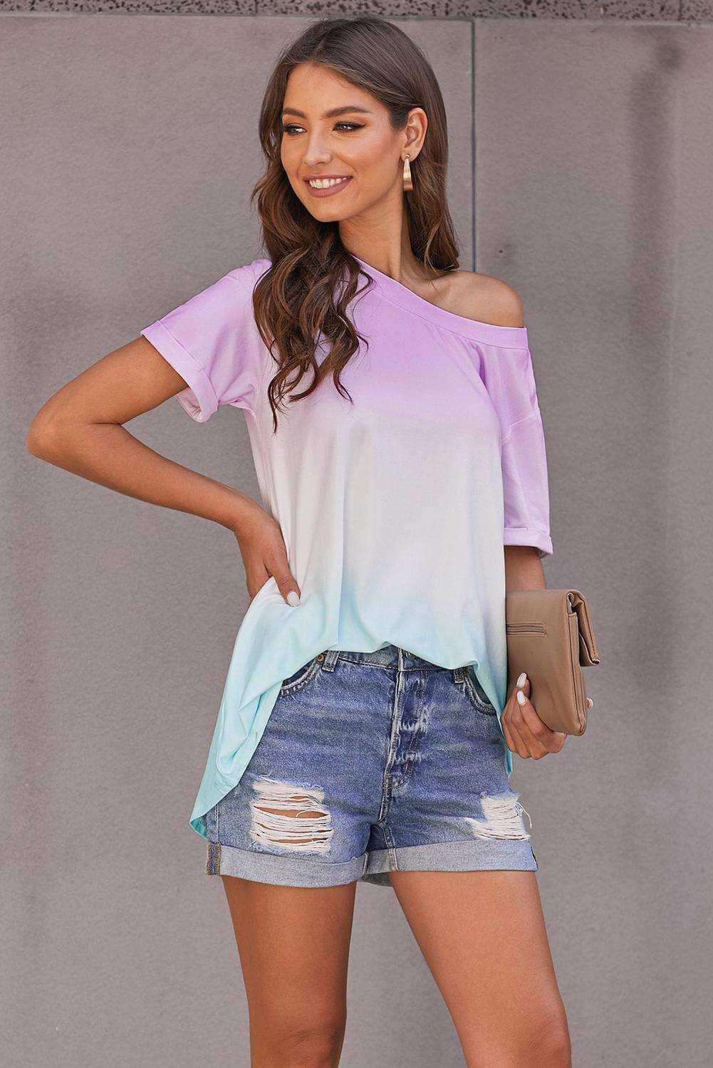 Faded Ombre T-Shirt -Shirts & Tops#Firefly Lane Boutique1