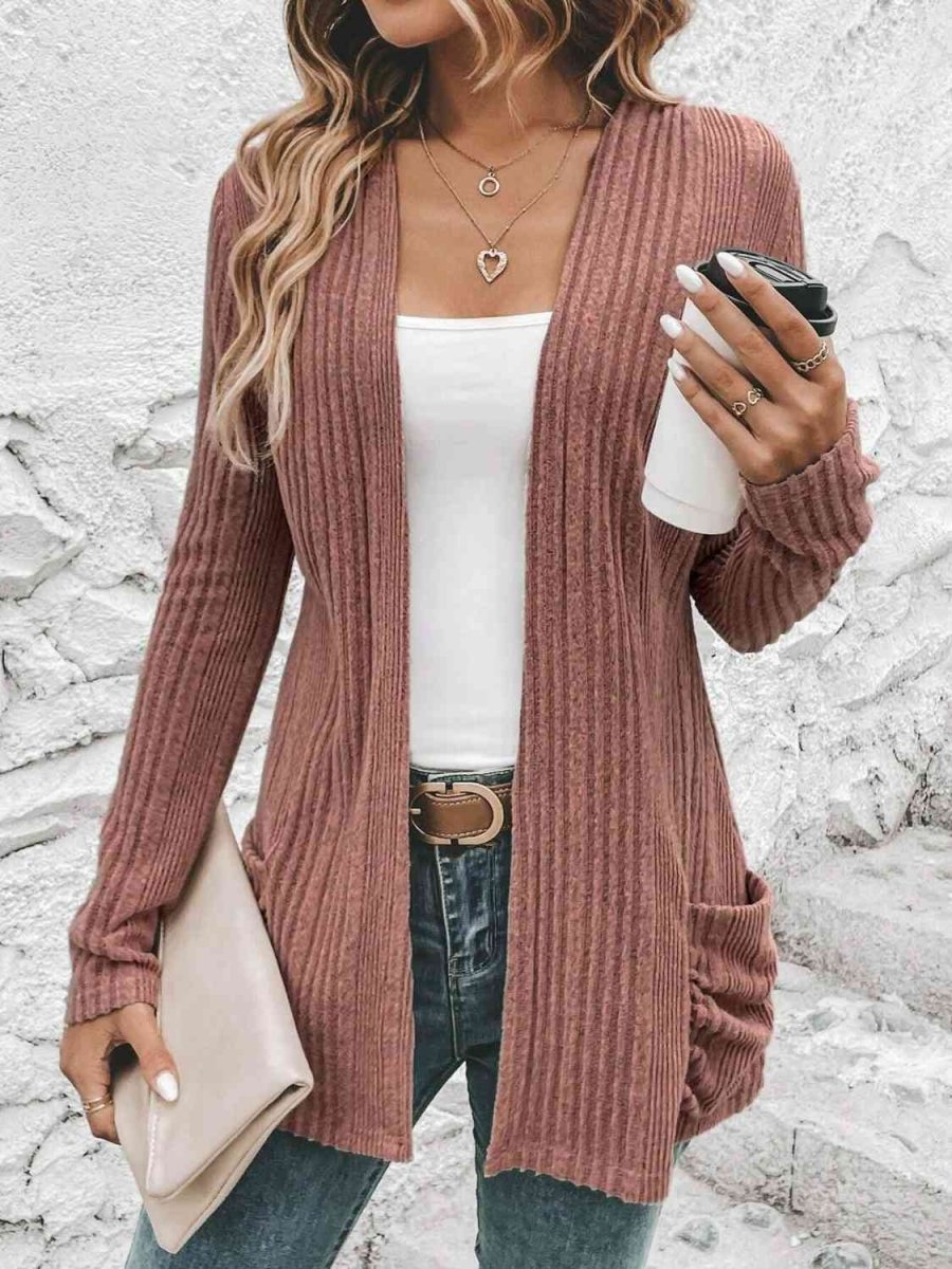 Falling Leaves Ribbed Cardigan with Pockets #Firefly Lane Boutique1