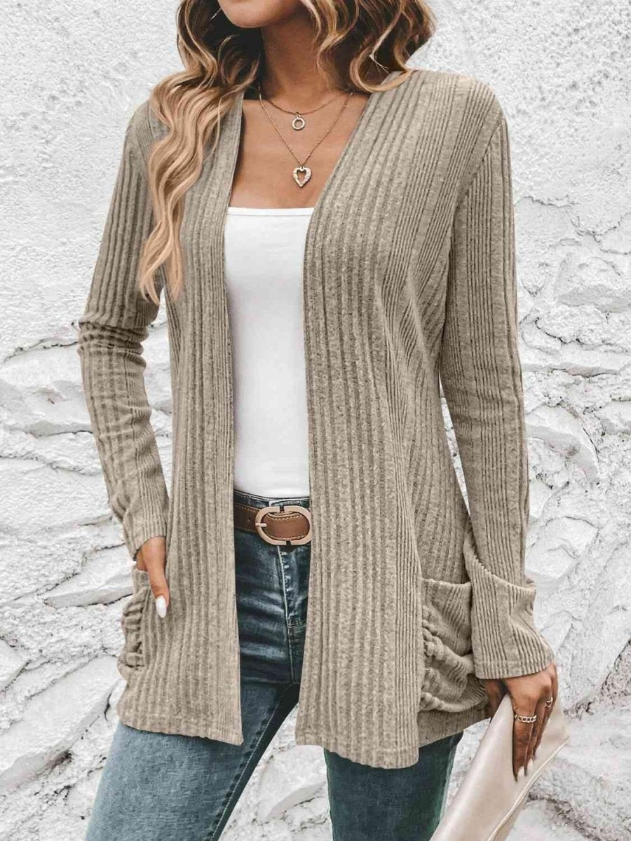 Falling Leaves Ribbed Cardigan with Pockets #Firefly Lane Boutique1
